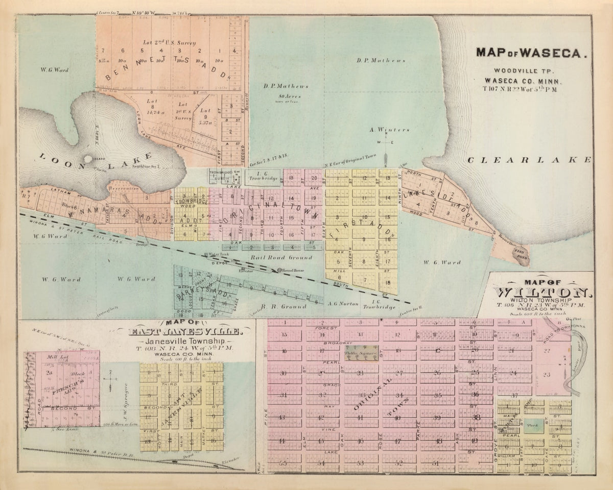 Preview of Vintage Map of Janesville, Minnesota 1874