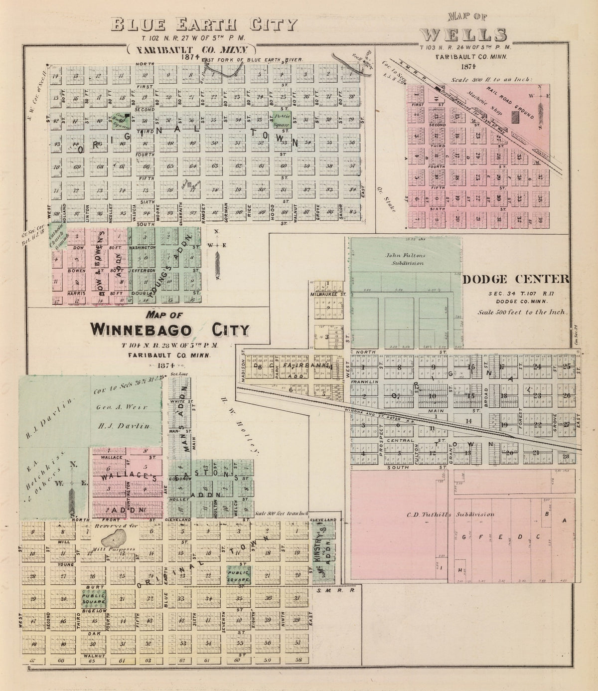 Preview of Vintage Map of Blue Earth, Minnesota 1874
