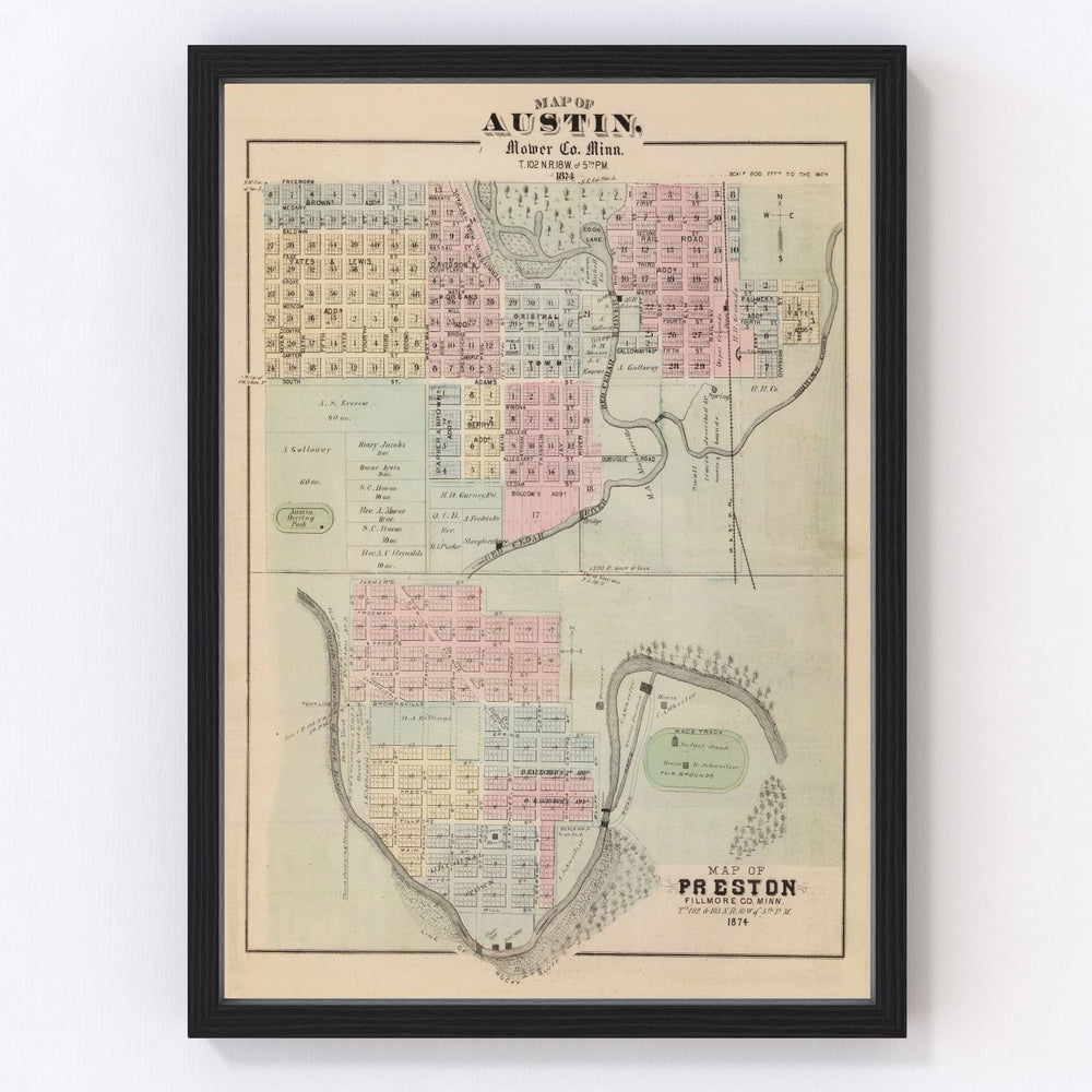 Austin Vintage Map 1874