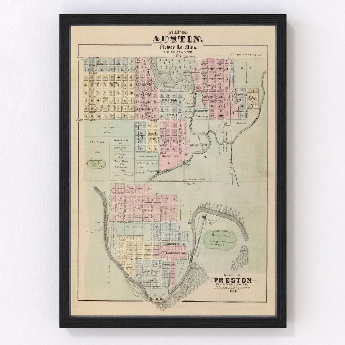 Austin Vintage Map 1874