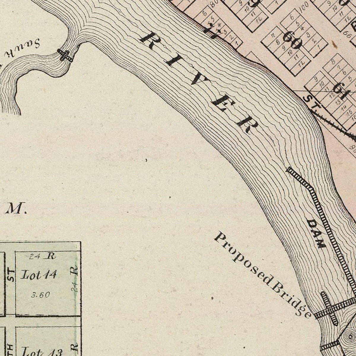 Restored historic details from the 1874 city map of Sauk Centre, Minnesota
