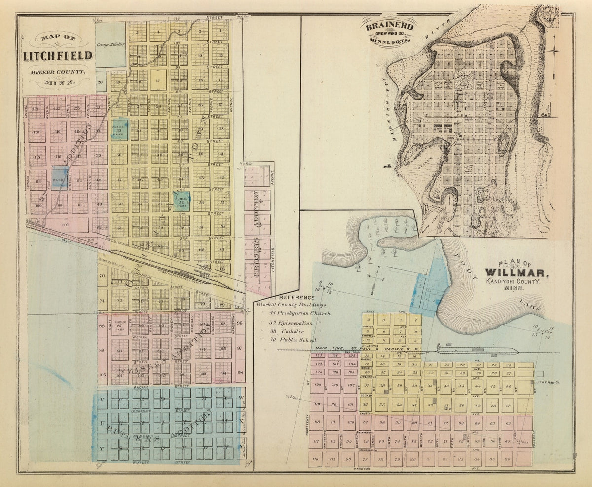 Preview of Vintage Map of Litchfield, Minnesota 1874