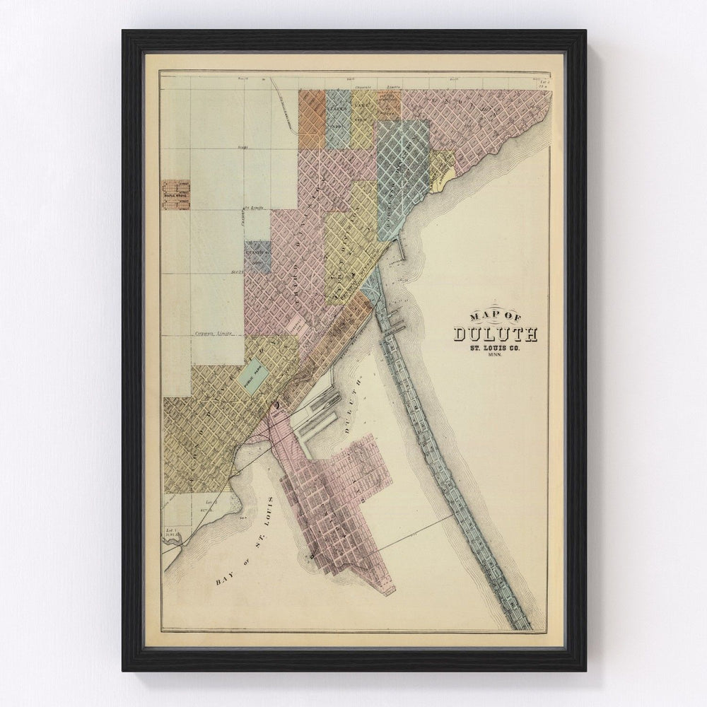 Duluth Vintage Map 1874