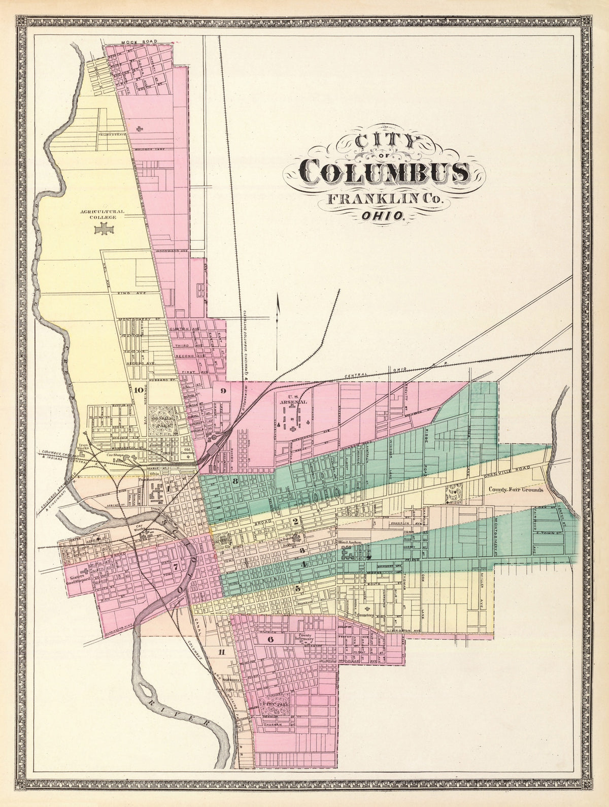 Preview of Vintage Map of Columbus, Ohio 1872