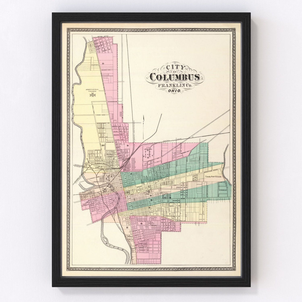 Columbus Vintage Map 1872