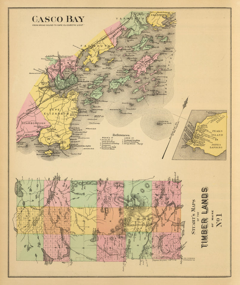 Size comparison using Vintage Map of Casco Bay, Maine 1894