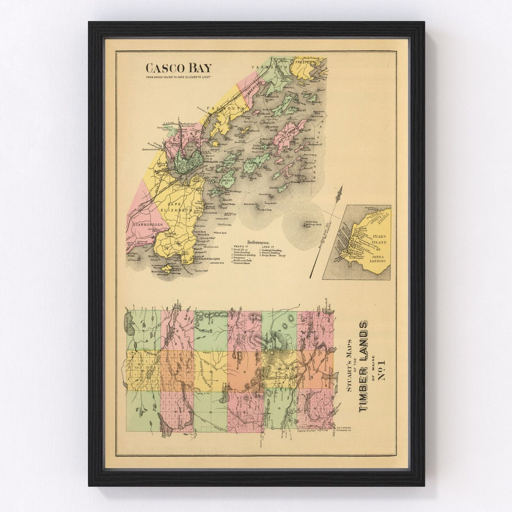 Casco Bay Vintage Map 1894