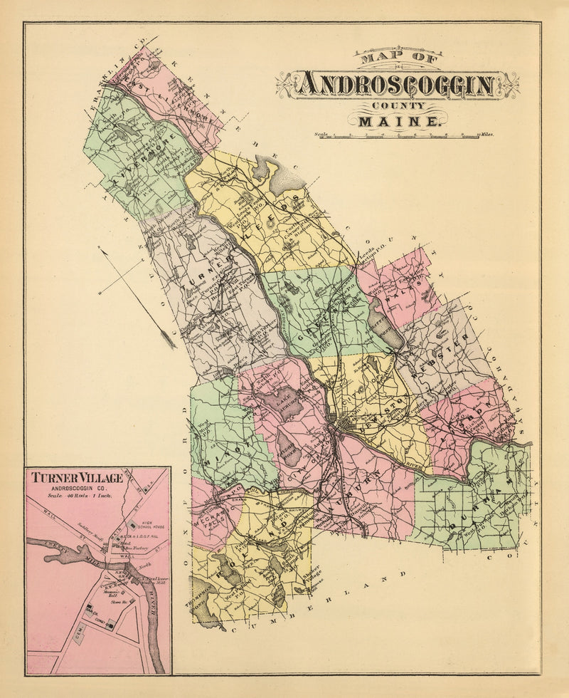 Size comparison using Vintage Map of Turner, Maine 1894
