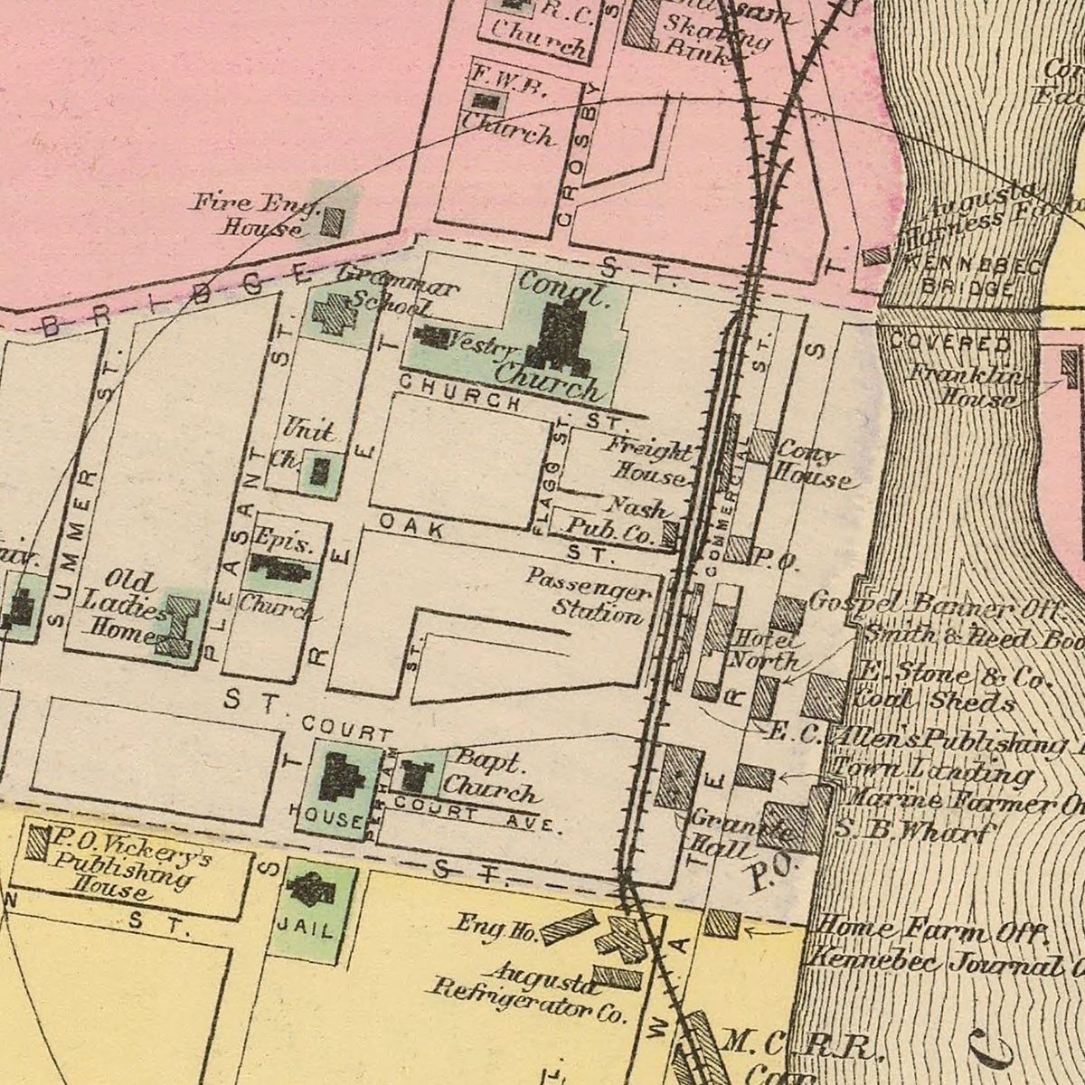 Restored historic details from the 1894 city map of Augusta, Maine
