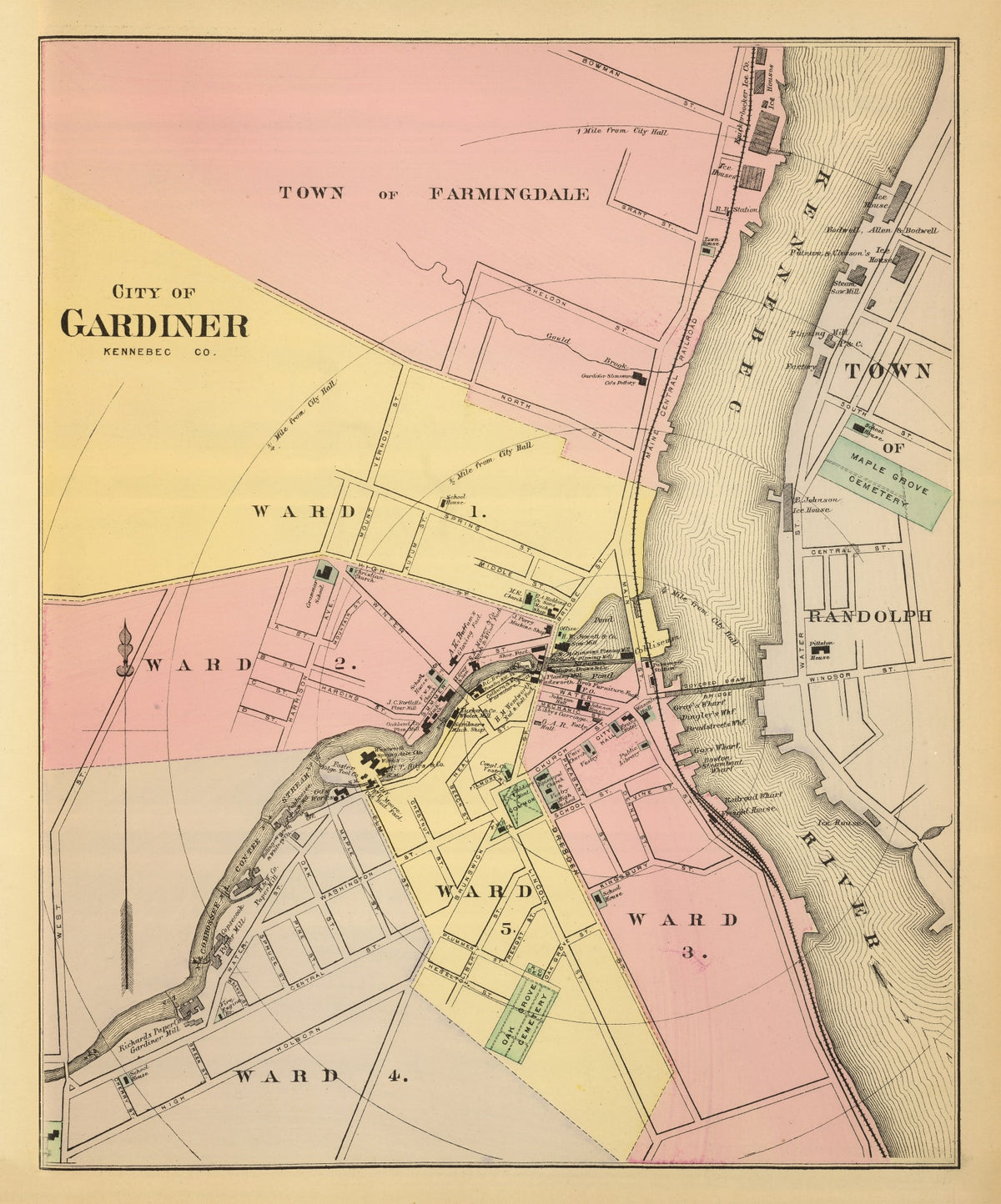 Preview of Vintage Map of Gardiner, Maine 1894