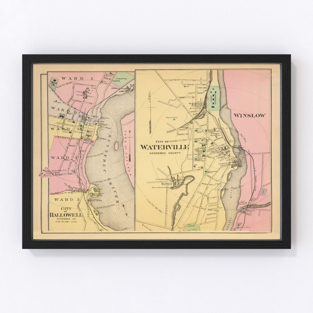 Hallowell Vintage Map 1894