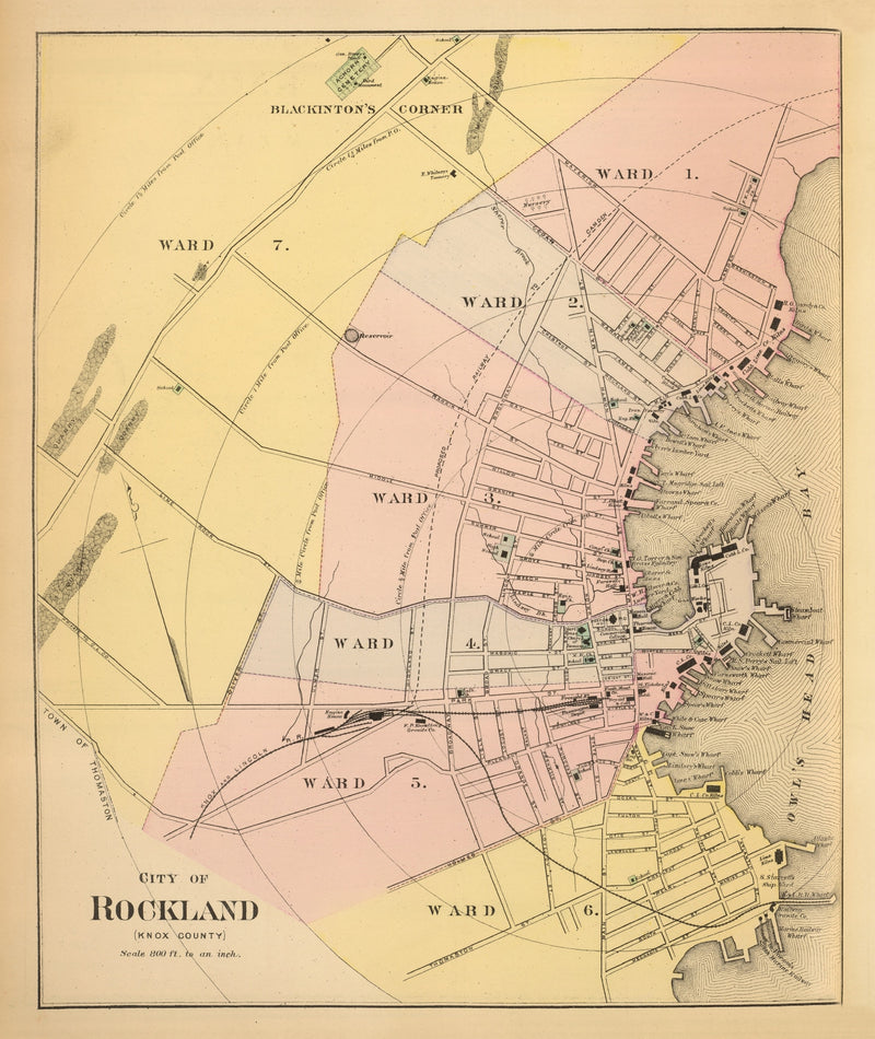 Size comparison using Vintage Map of Rockland, Maine 1894