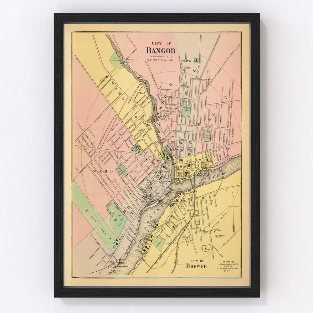 Bangor Vintage Map 1894