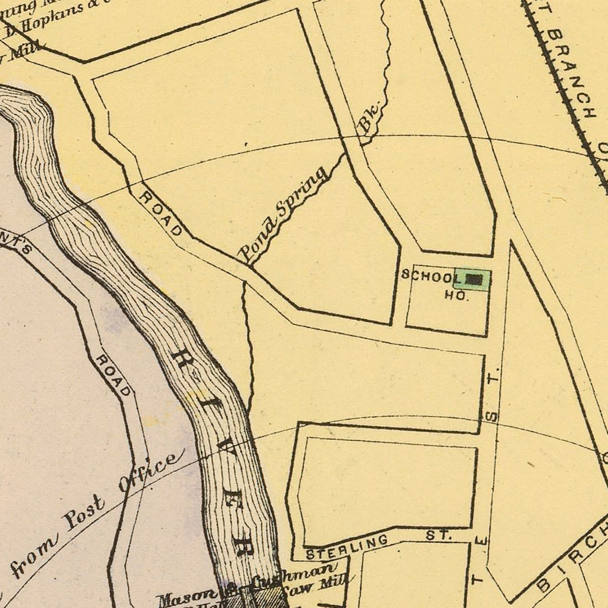 Restored historic details from the 1894 city map of Ellsworth, Maine