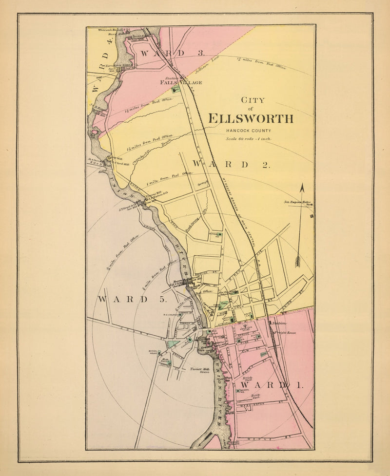 Size comparison using Vintage Map of Ellsworth, Maine 1894