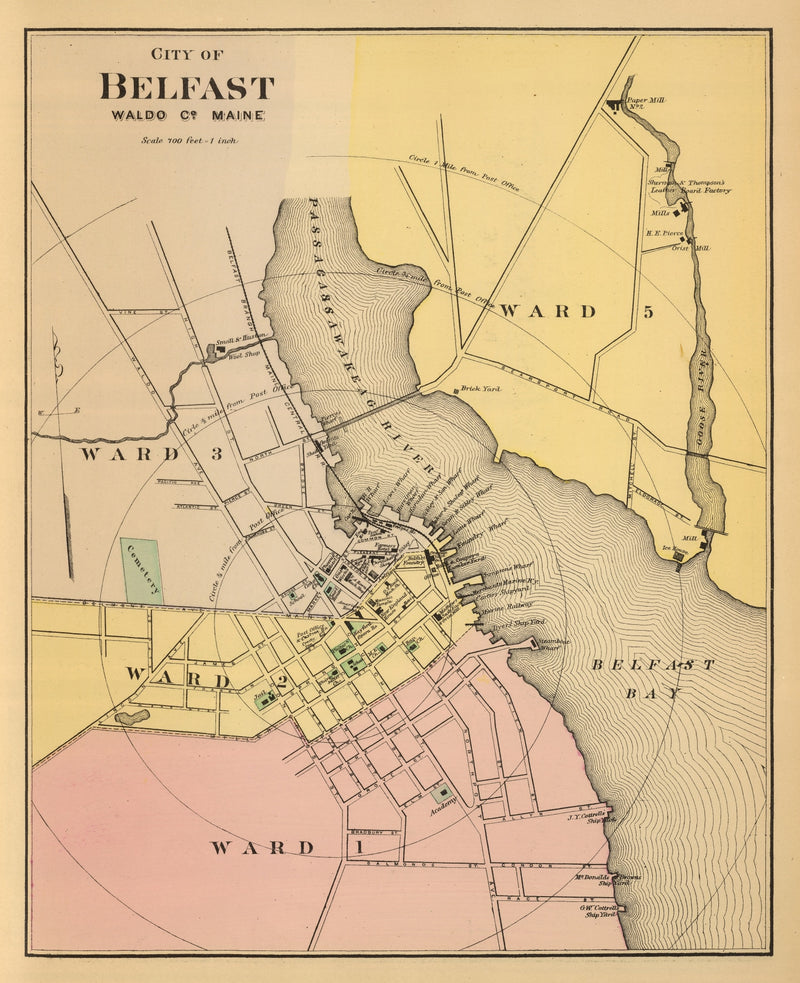 Size comparison using Vintage Map of Belfast, Maine 1894