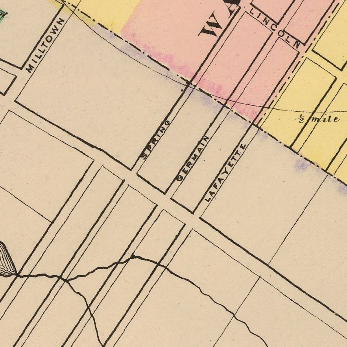 Restored historic details from the 1894 city map of Calais, Maine
