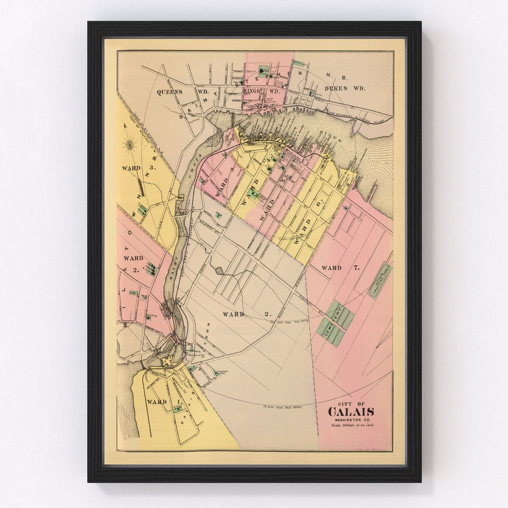 Calais Vintage Map 1894