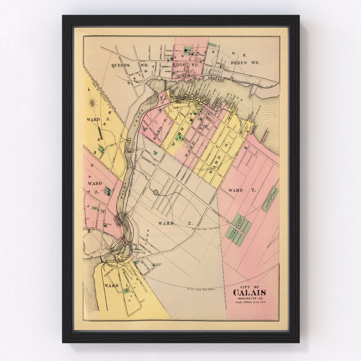 Calais Vintage Map 1894
