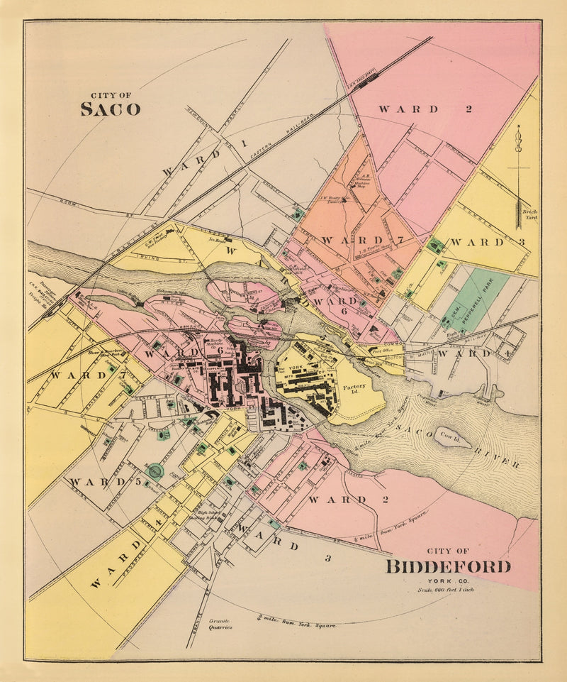Size comparison using Vintage Map of Biddeford, Maine 1894