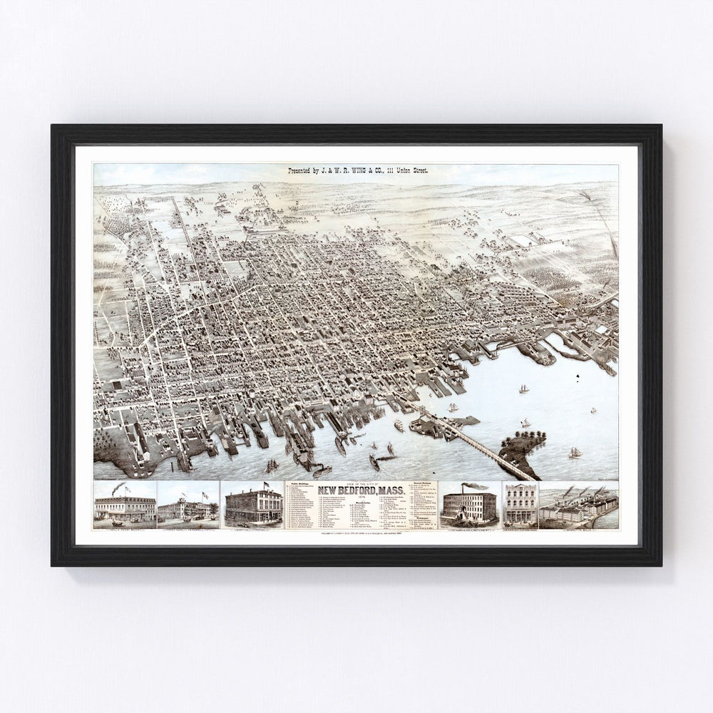New Bedford Vintage Map 1876