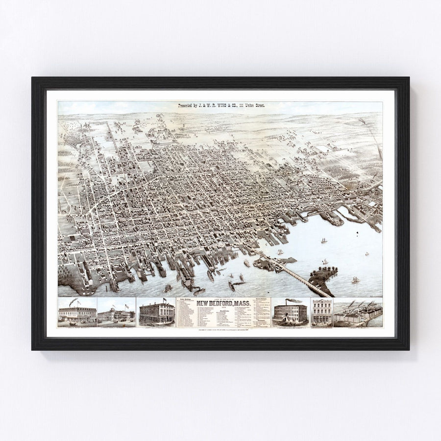 New Bedford Vintage Map 1876