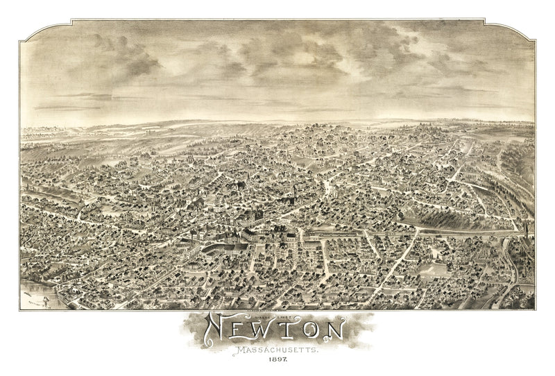 Size comparison using Vintage Map of Newton, Massachusetts 1897