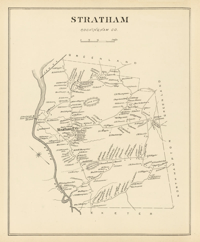 Size comparison using Vintage Map of Stratham, New Hampshire 1892