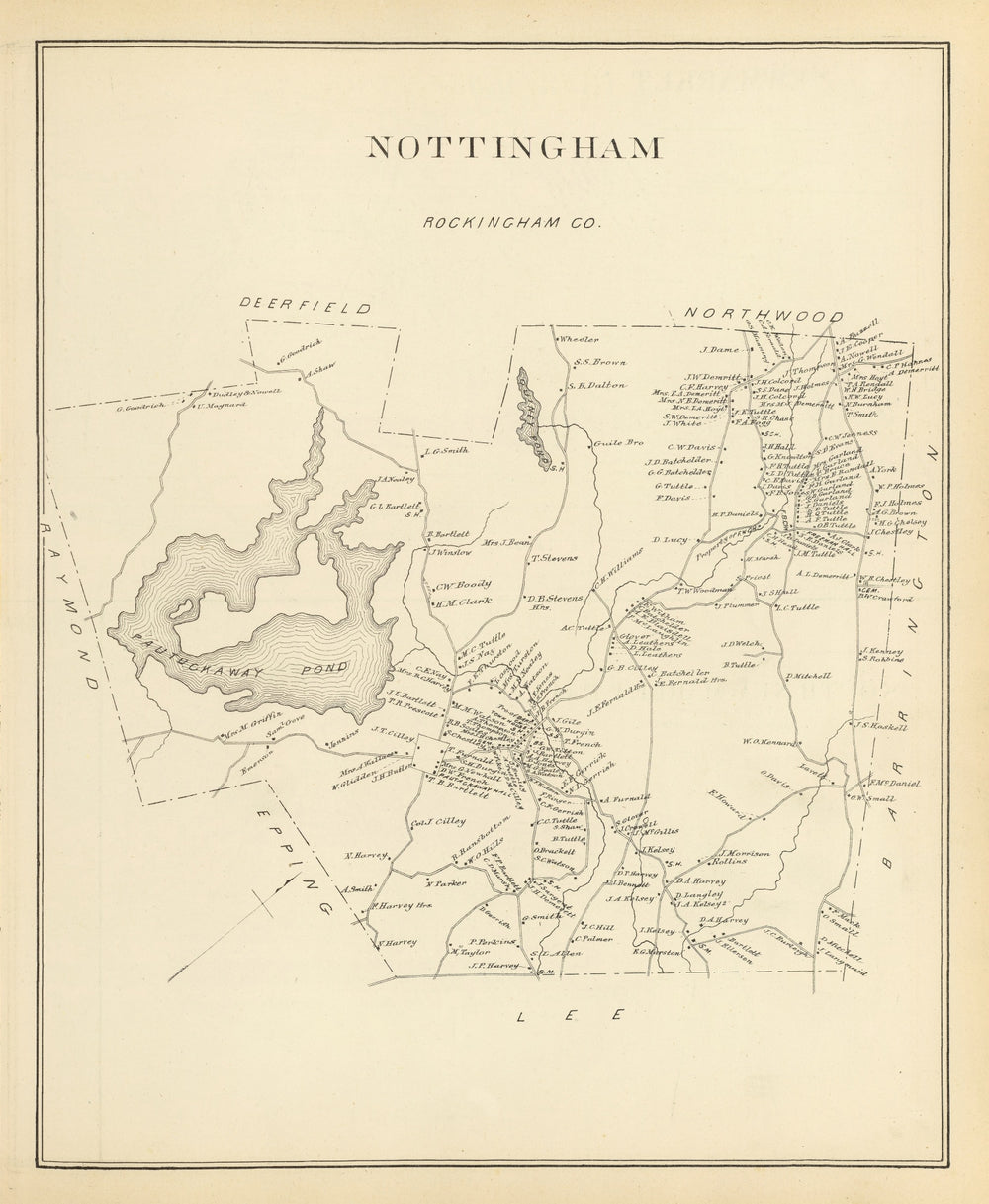 Vintage Map of Nottingham, New Hampshire 1892 print style example
