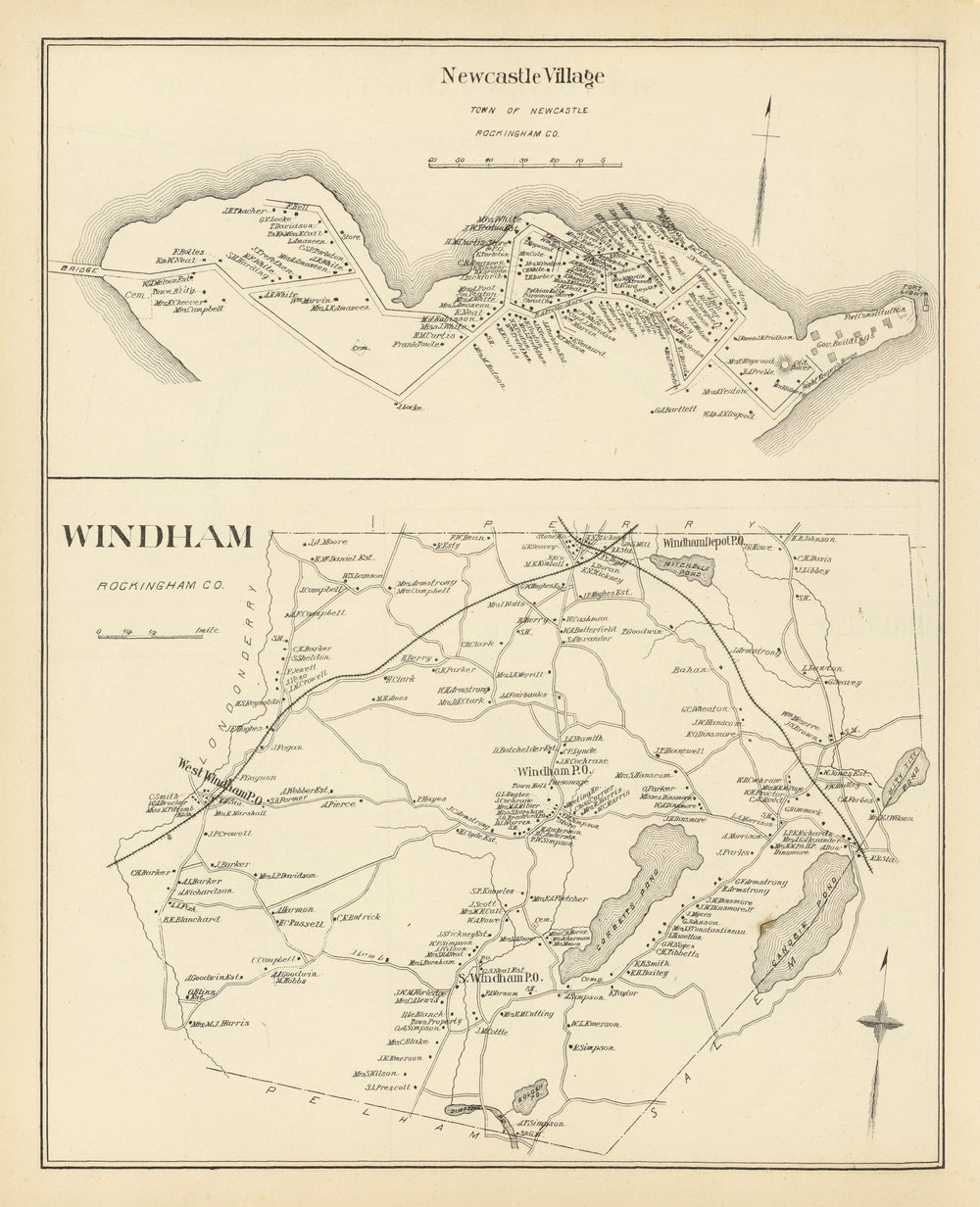 Vintage Map of New Castle, New Hampshire 1892 print style example