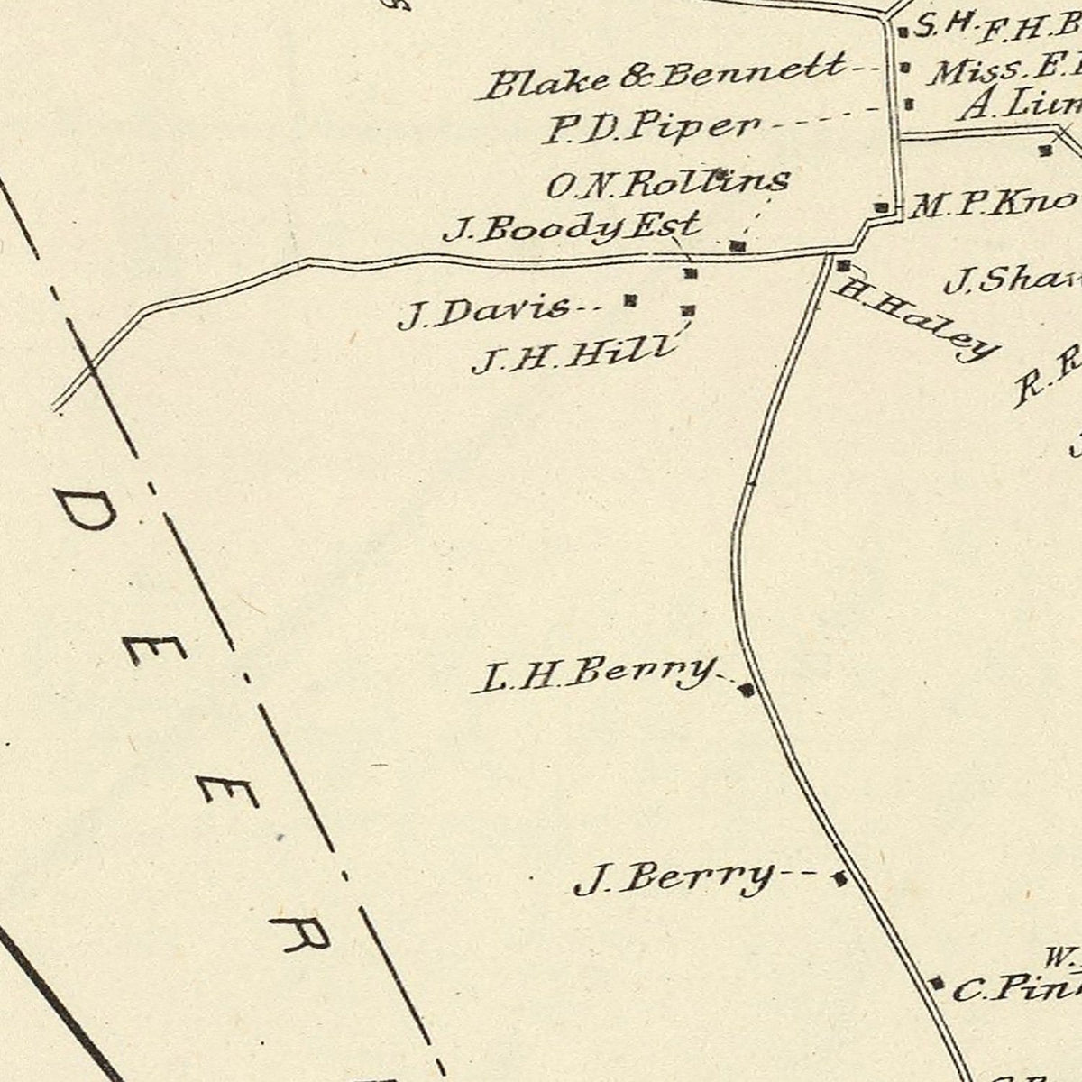 Restored historic details from the 1892 city map of Northwood, New Hampshire