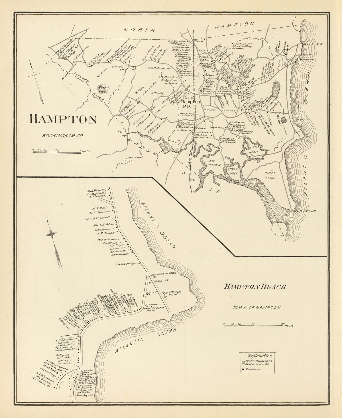 Preview of Vintage Map of Hampton, New Hampshire 1892