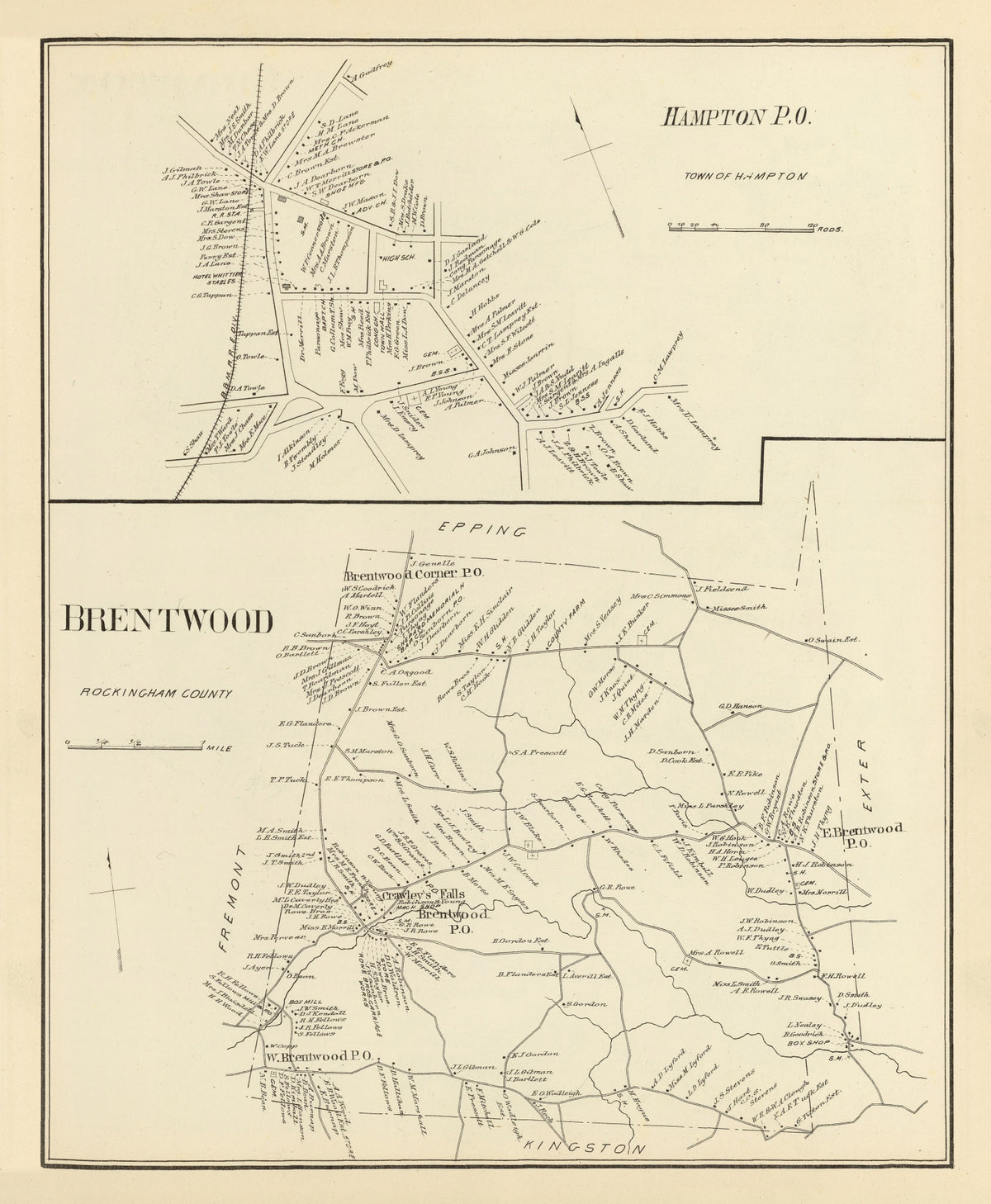Preview of Vintage Map of Brentwood, New Hampshire 1892