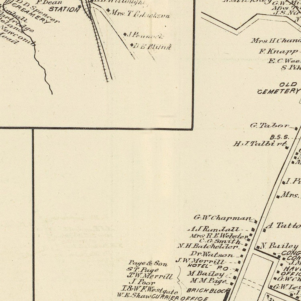 Restored historic details from the 1892 city map of Haverhill, New Hampshire