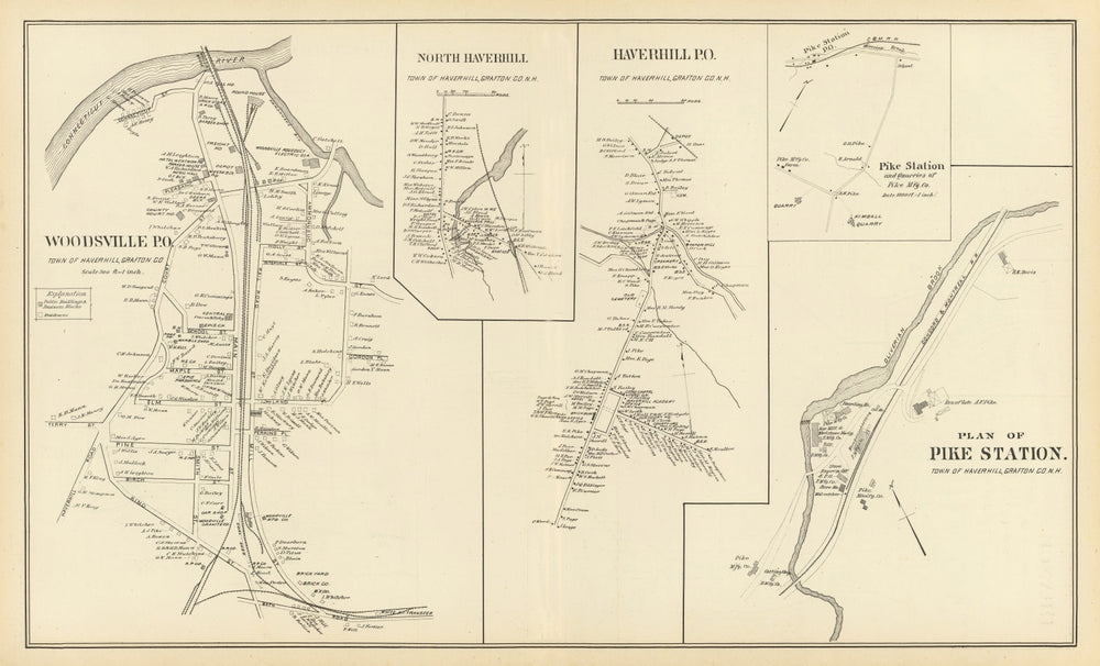 Vintage Map of Haverhill, New Hampshire 1892 print style example