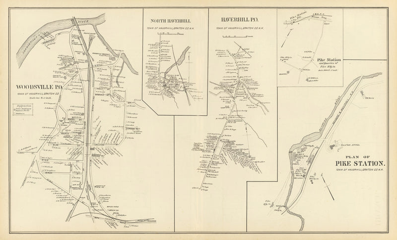 Size comparison using Vintage Map of Haverhill, New Hampshire 1892
