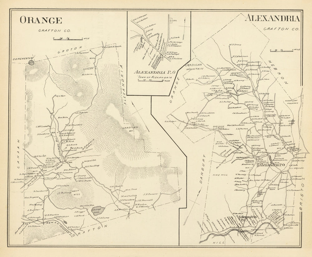 Vintage Map of Alexandria, New Hampshire 1892 print style example