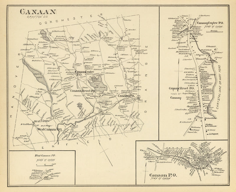 Size comparison using Vintage Map of Canaan, New Hampshire 1892