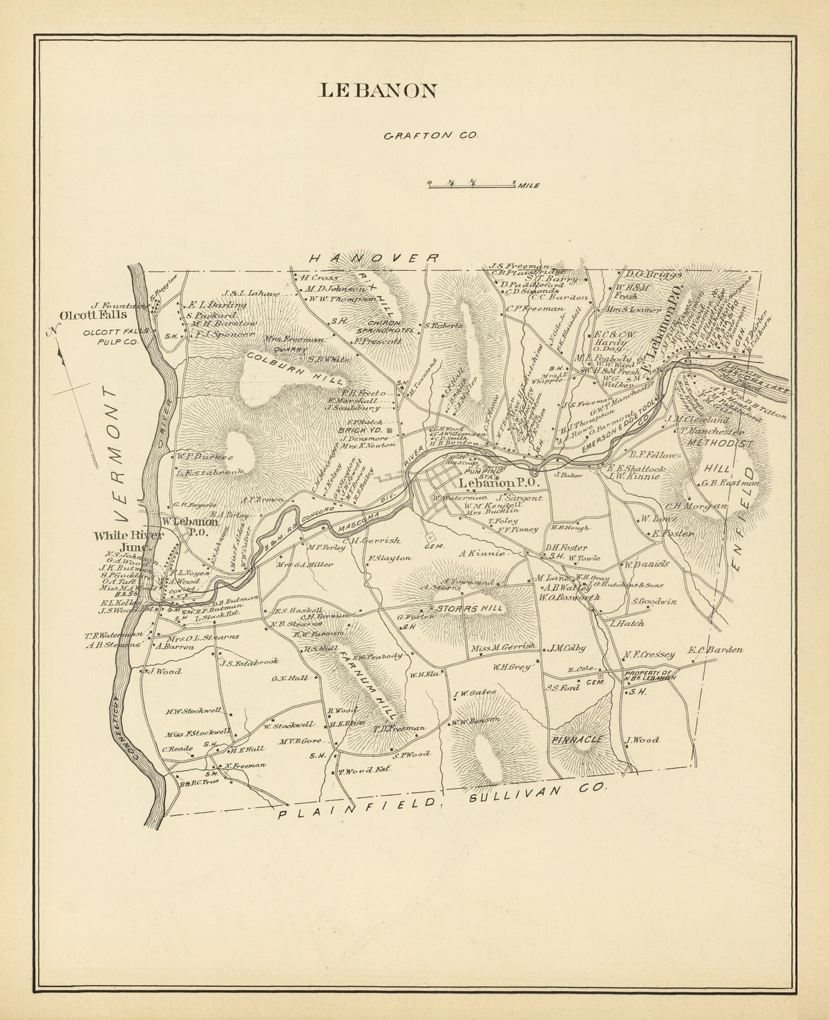 Preview of Vintage Map of Lebanon, New Hampshire 1892
