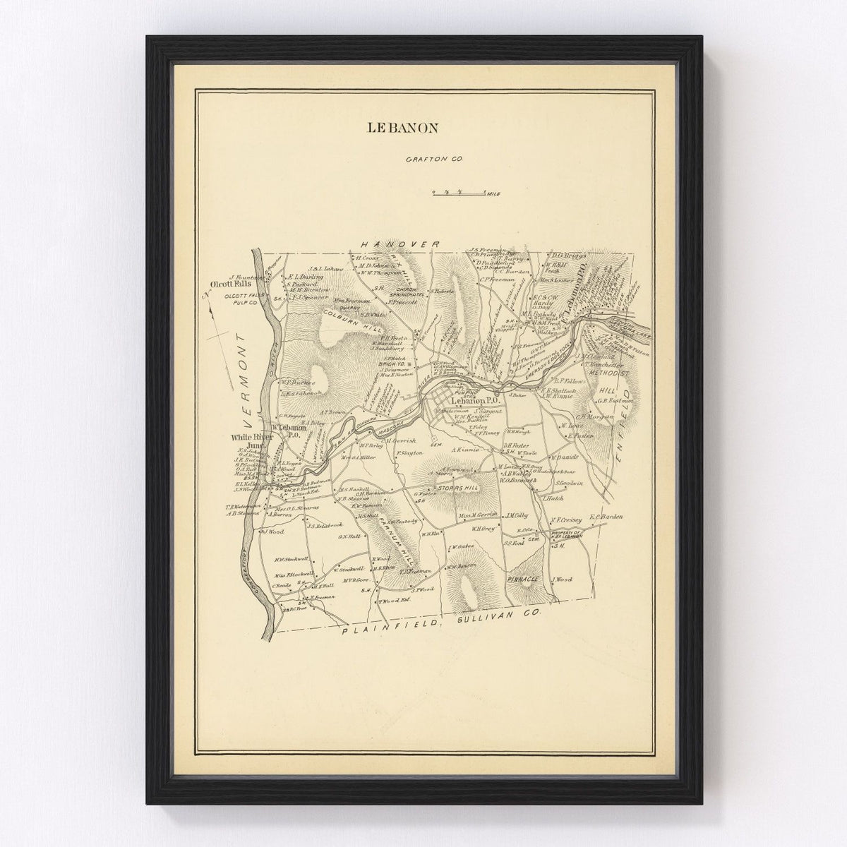 Lebanon Vintage Map 1892