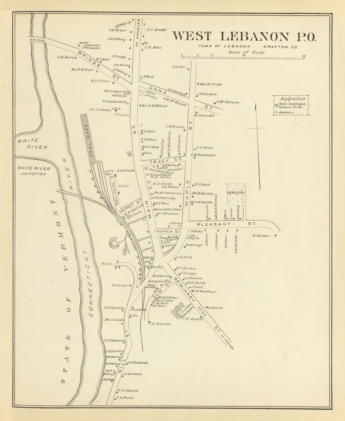 Preview of Vintage Map of West Lebanon, New Hampshire 1892