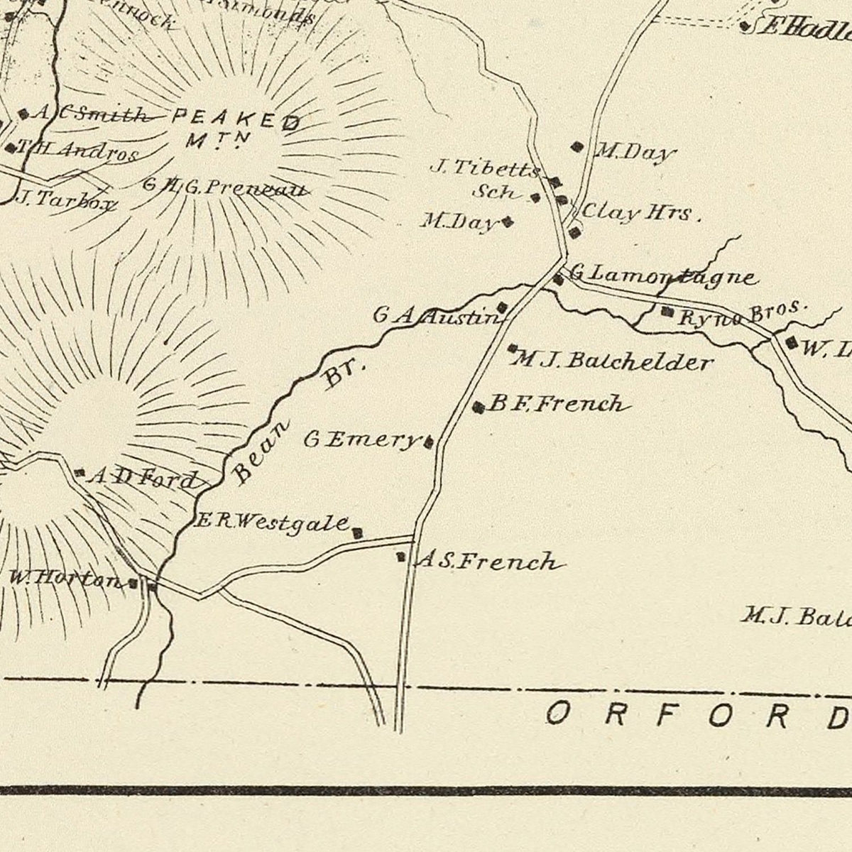 Restored historic details from the 1892 city map of Piermont, New Hampshire