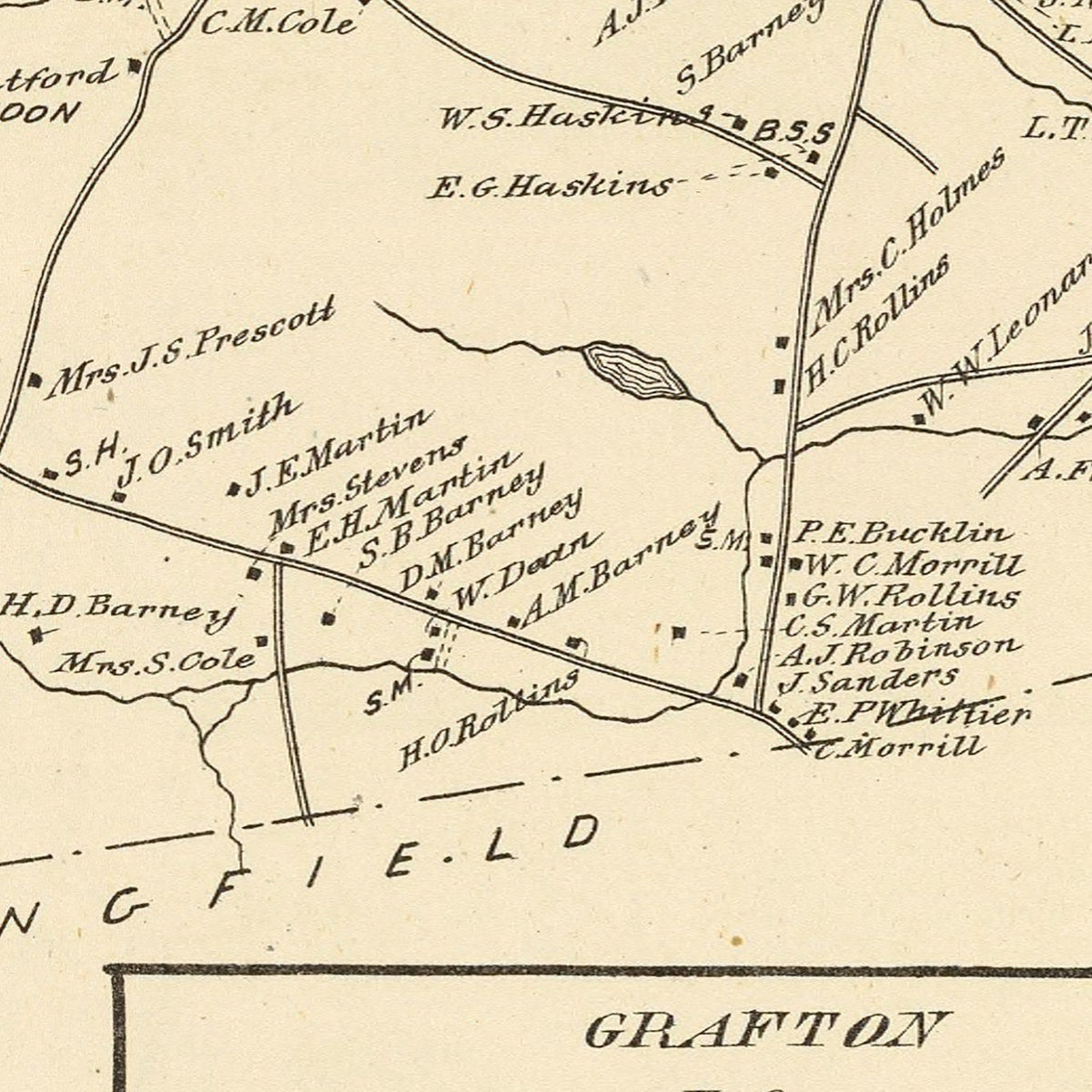 Restored historic details from the 1892 city map of Franconia, New Hampshire