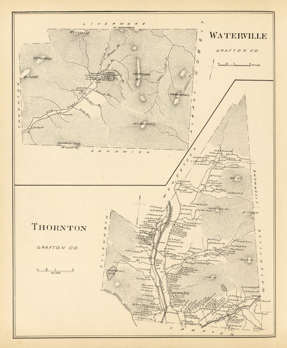 Vintage Map of Thornton, New Hampshire 1892 print style example