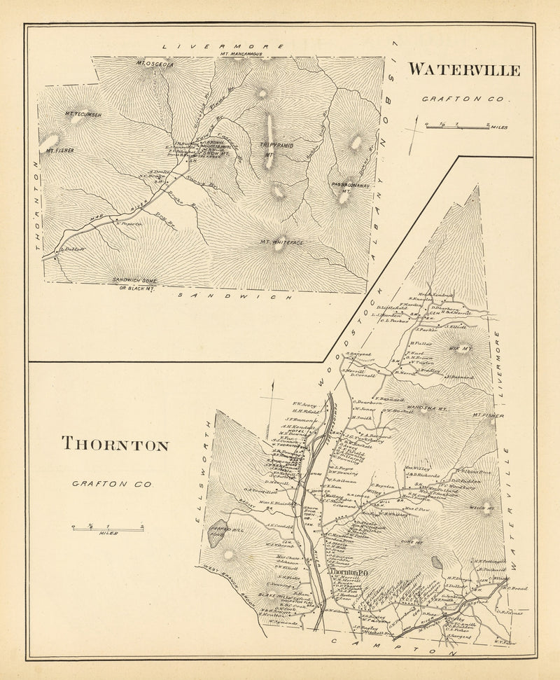 Size comparison using Vintage Map of Thornton, New Hampshire 1892