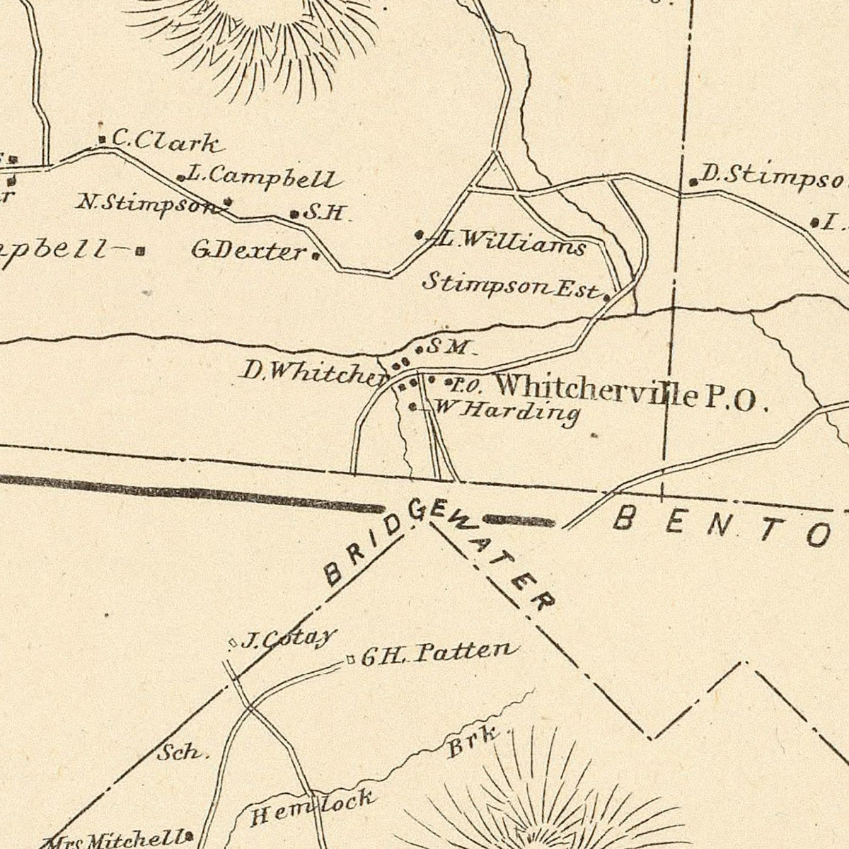 Restored historic details from the 1892 city map of Easton, New Hampshire