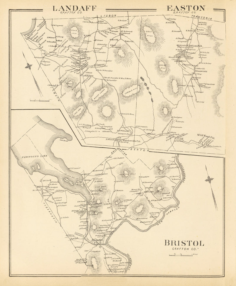 Size comparison using Vintage Map of Easton, New Hampshire 1892