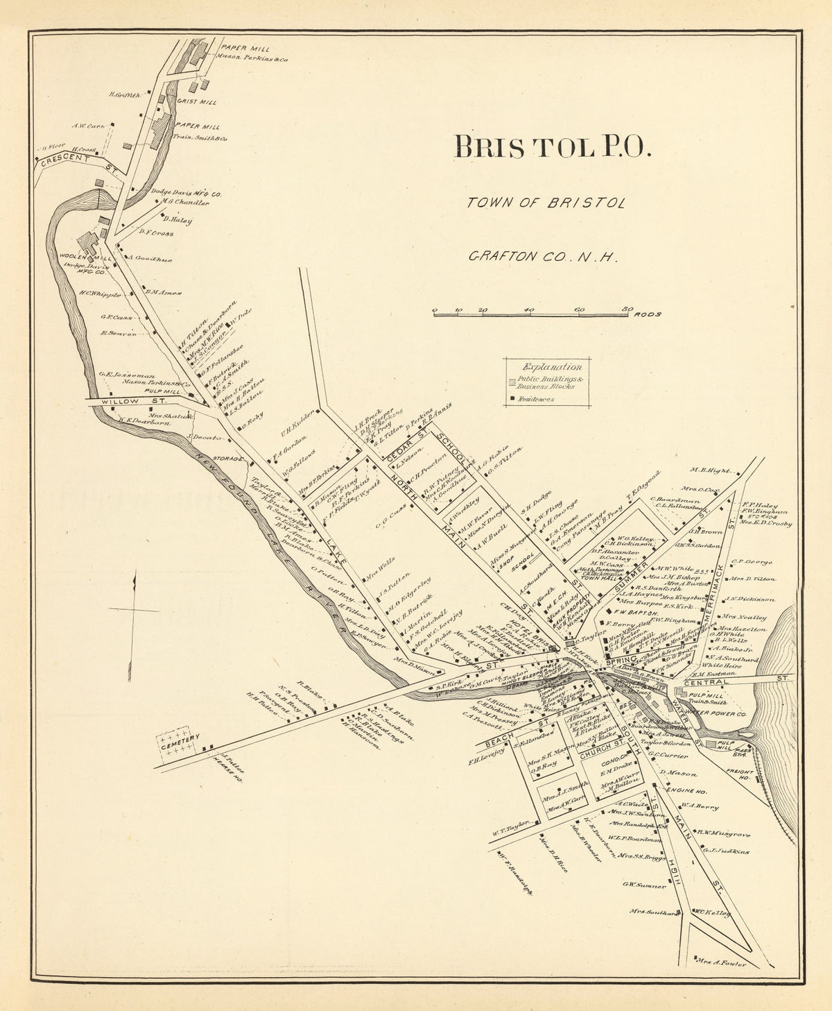 Preview of Vintage Map of Bristol, New Hampshire 1892