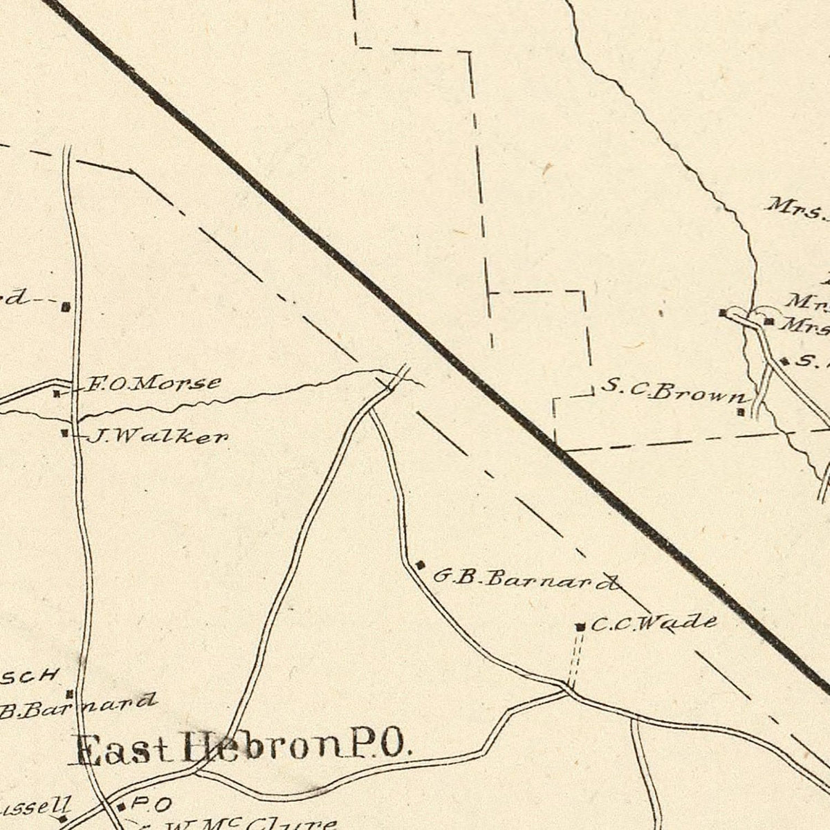 Restored historic details from the 1892 city map of Bridgewater, New Hampshire