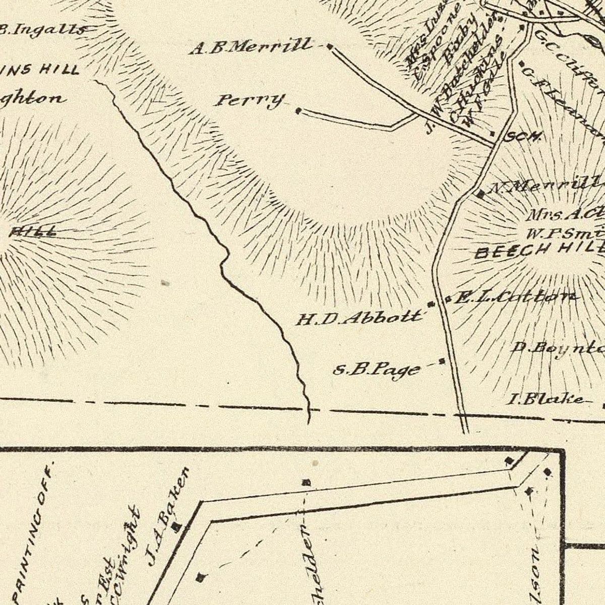 Restored historic details from the 1892 city map of Ashland, New Hampshire